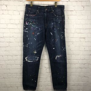 Polo Ralph Lauren Astor Slim Boyfriend Grunge Paint Jeans Women's Sz 28